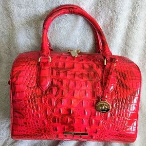 Brahmin STACY Satchel Crossbody Bag Red Flare Melbourne Croc Embossed Leather